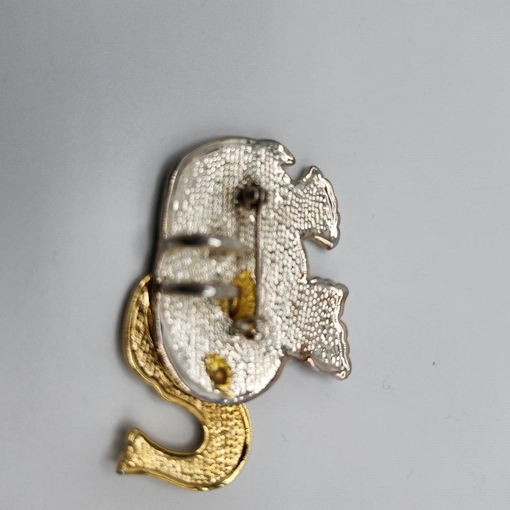 Trunk up silver and gold tone Elephant brooch!  So cute! - Picture 6 of 6